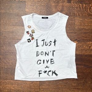 Balmain graphic sleeveless tank with detachable brooches
